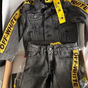Off-White Kids Denim Set with Yellow Accents